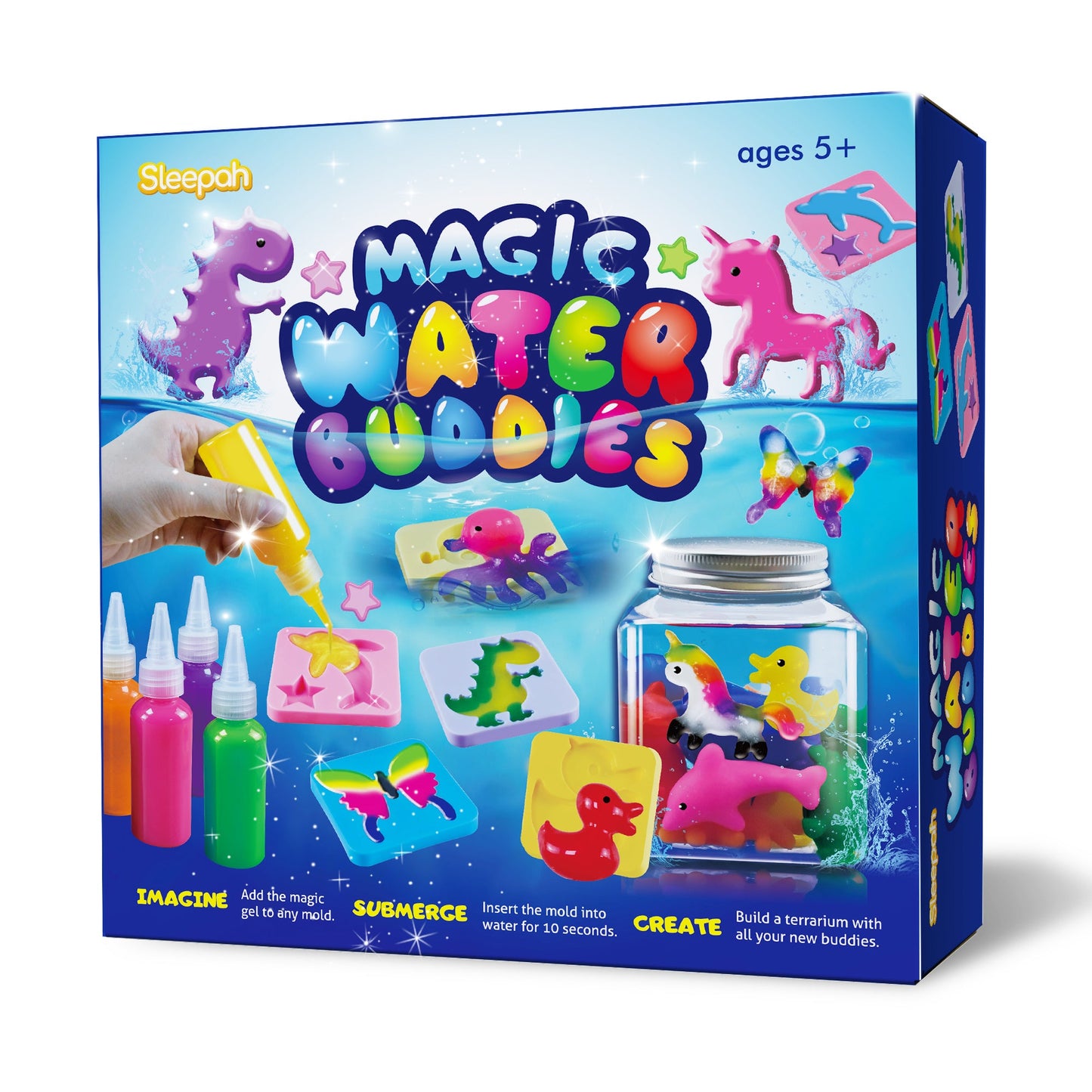 Magic Water Gel Creature Craft Kit with Ten Color Gels, Six Molds, Mixing Powders and Lidded Display Jar