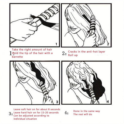 Spiral-Guide Corded Curling Wand with Swivel Power Cable, Two Hair Clips and Comb in Three Colors