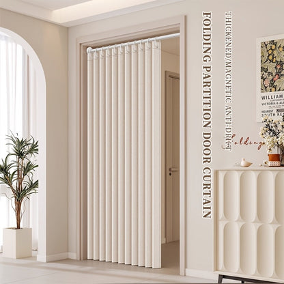 Magnetic Room Divider Curtain Doorway - Rodless Bohemian Striped Door Curtain, 210GSM Thickened Polyester, Natural Drape, Space Partition for Living Room Bedroom Kitchen, Machine Washable, No Rod Needed