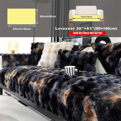 Sofa Cover, Faux-Lamb Plush Gradient Couch Pad in Five Colors with Armchair, Backrest and Seat Sizes