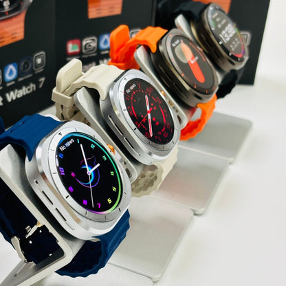Smart Watch Round Display with Wireless Calling, Custom Faces and Orange, Black, White or Blue Band