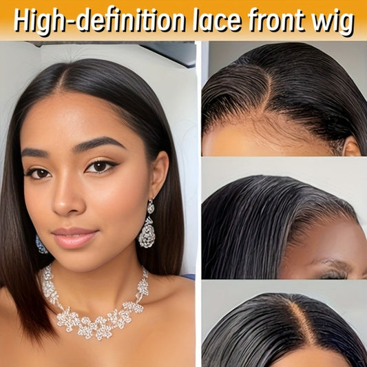 Human Hair Bob Wig for Women — 5x1 T Part Lace Front, Brazilian Straight Middle Part, 180% Density, Natural Color, Glueless, 10 to 16 Inch, Sleek Daily & Office Wear