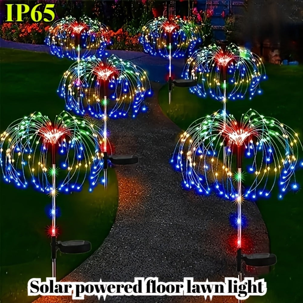Solar Garden Lights 2-Pack Firework Stakes with 120-840 LEDs, 8 Modes and Touch Dimming for Lawn Decor