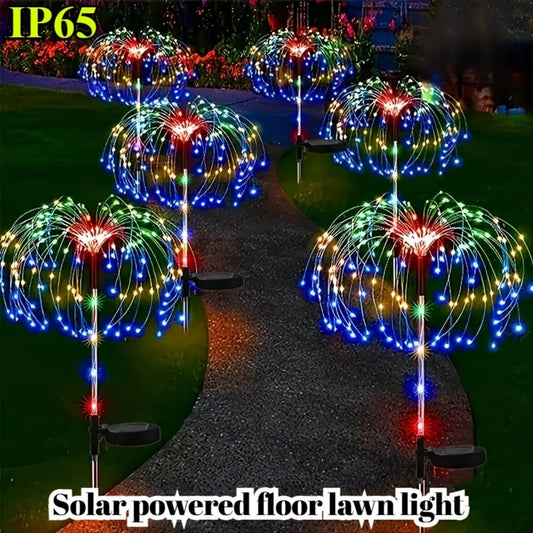 Solar Garden Lights 2-Pack Firework Stakes with 120-840 LEDs, 8 Modes and Touch Dimming for Lawn Decor