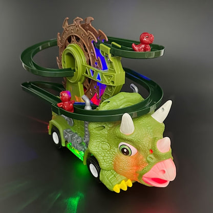 Toddler Dinosaur Track Set Orbital Triceratops Electric Stair Slide Roller Coaster Toy with Lights & Music | Sensory Learning Toy for Boys Ages 1 2 3 | Best Toddler Birthday Christmas Gift