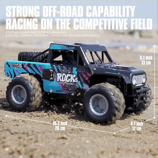 Amphibious RC Car 1:16 Scale 4WD Waterproof Land & Water Remote Control Monster Truck – 2 Rechargeable Batteries, All-Terrain RC Truck for Boys Kids Ages 4+, Birthday Christmas Gift