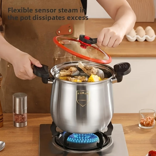 Stainless Steel Quick Cooking Pot with Lid Large Capacity – Food-Grade Non-Stick Scratch-Resistant Saucepan | Induction & Gas Stove Compatible Stew Soup Pot Even Heating Kitchen Cookware