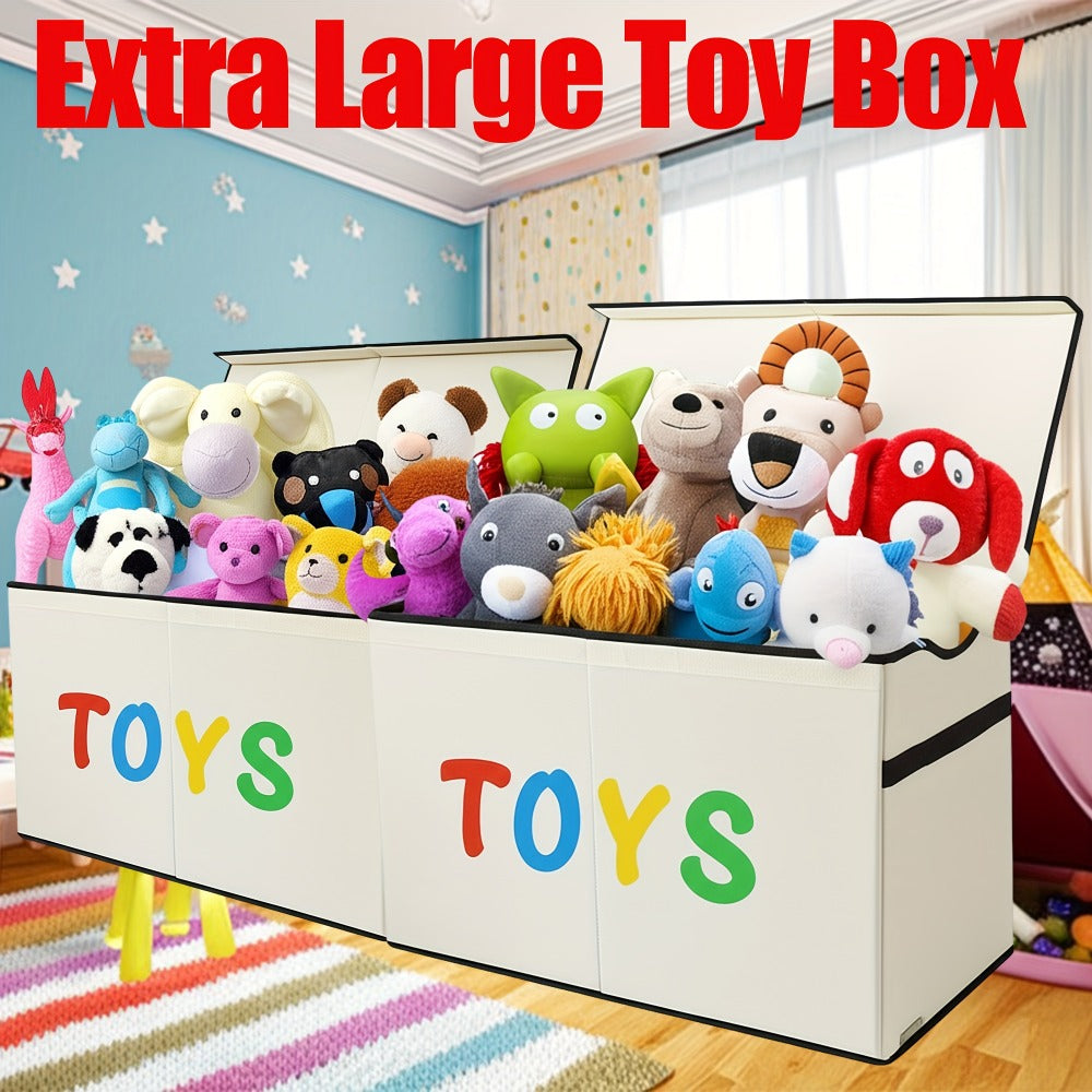 Extra-Large Foldable Toy Storage Chest with Two Compartments, Removable Dividers, Lids and Exact Grey Option