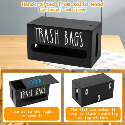 Garbage Bag Dispenser Wall Mount, Under Sink Organizer, Trash Bag Holder with Pull-Out Access, Kitchen Bag Storage Rack for Shopping Bags & Tissues, Space Saving Cabinet Organization