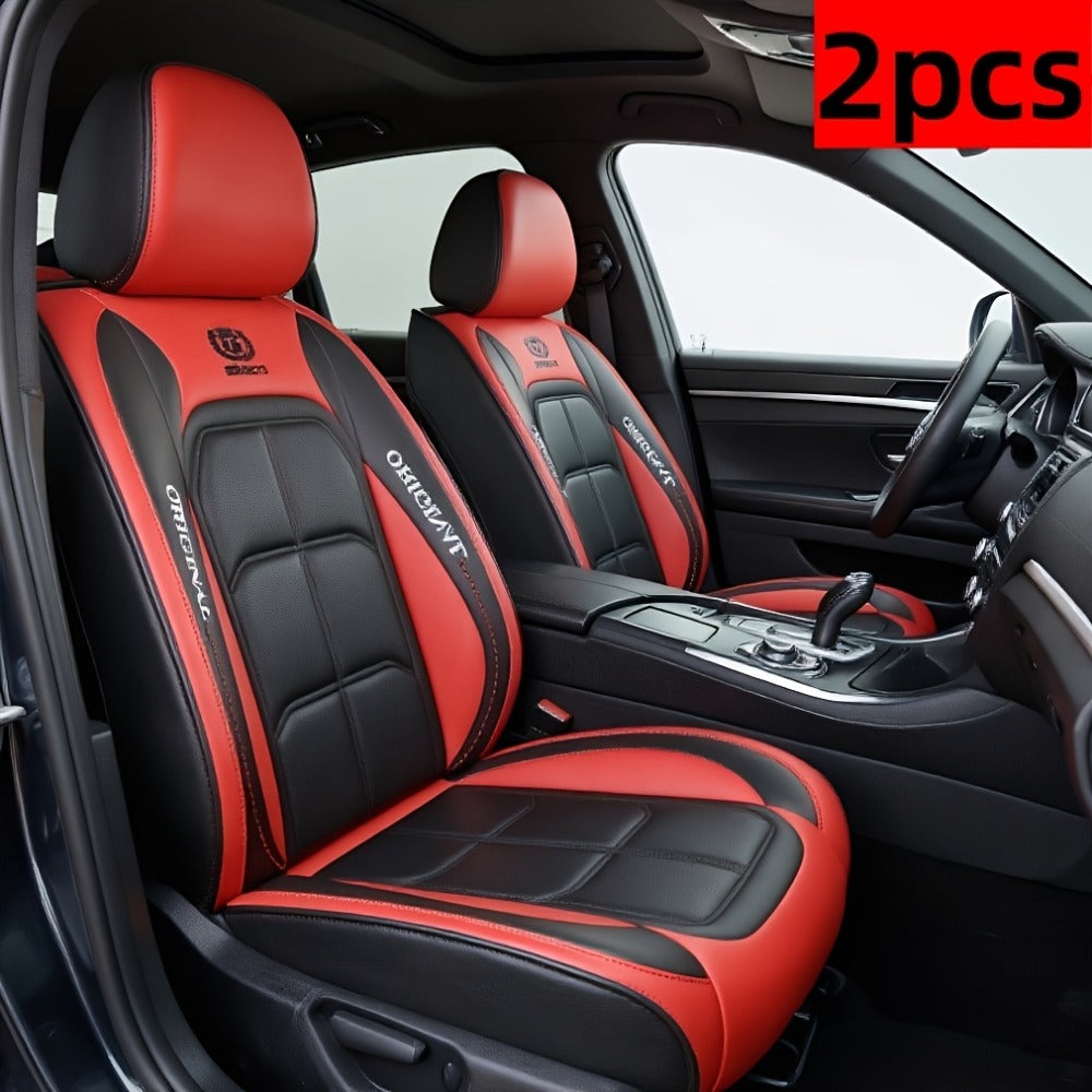 Car Seat Covers Sporty Faux Leather Full-Coverage Front Seat Design in Green or Blue Options