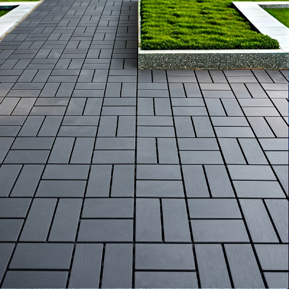Interlocking Deck Tiles 44-Pack 12"x12" Waterproof Outdoor Patio Tiles – All-Weather PP Material, High Load-Bearing, Easy Snap-Lock Install, Grid Pattern Flooring for Poolside, Balcony, Backyard, Patio & Bathroom