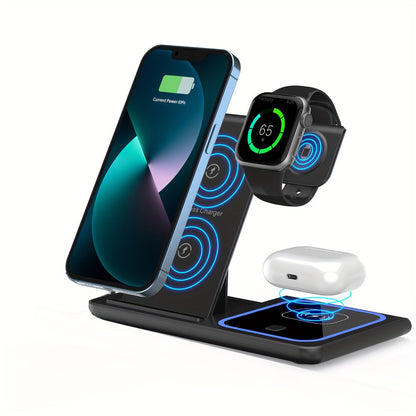 Wireless Charging Station, 3-in-1 15W MagSafe-Compatible Stand for iPhone, Apple Watch and AirPods in Three Colors