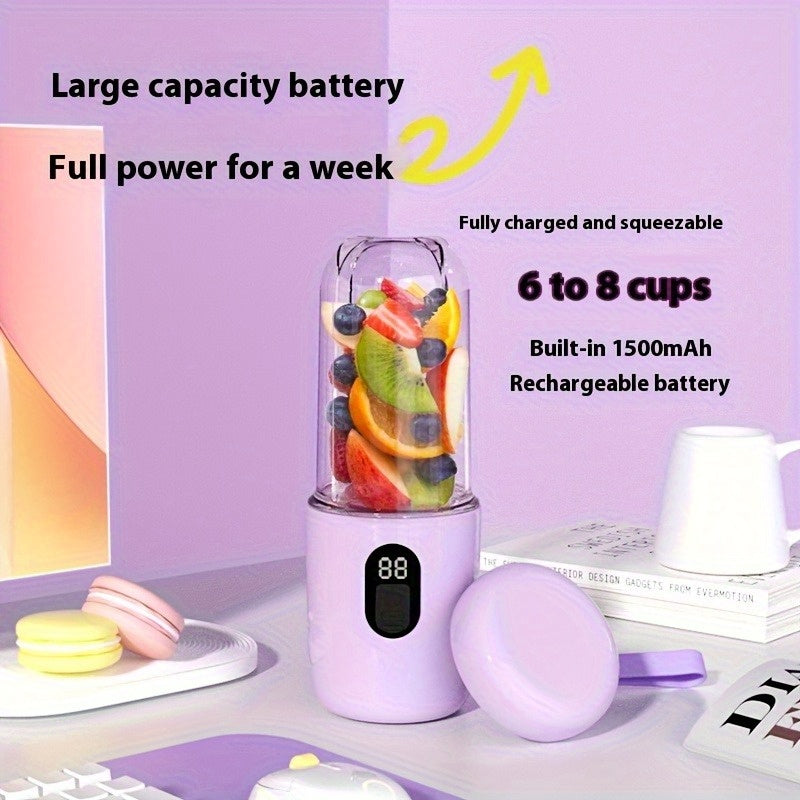 Portable Blender Family with Slim Digital Purple or White Models and Blue or Pink Double-Cup Options