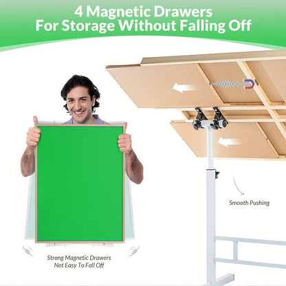 Adjustable Jigsaw Puzzle Table for 1500 Pieces with 4 Drawers, 35 x 26-Inch Wood Board and Metal Legs