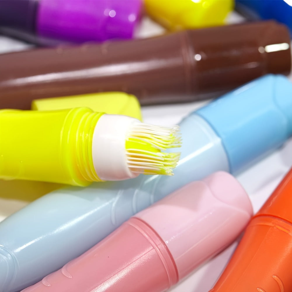 Tempera Paint Set for Kids 12 Colors Washable – Squeezable Brush Pens Neon Basic Pastel 24ml Each | Refillable Non-Toxic Art Supplies for Early Learning Finger Painting | Birthday Christmas Gift