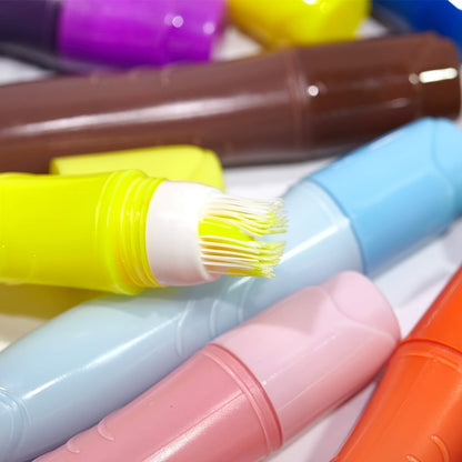 Tempera Paint Set for Kids 12 Colors Washable – Squeezable Brush Pens Neon Basic Pastel 24ml Each | Refillable Non-Toxic Art Supplies for Early Learning Finger Painting | Birthday Christmas Gift