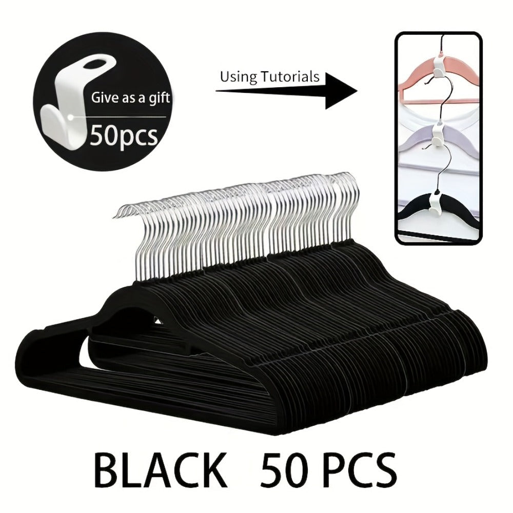 Non-Slip Velvet Hangers with 360° Rotating Hook & Hanger Buckles – Space Saving Closet Organizer Set (50pcs or 20pcs)