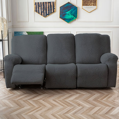 Jacquard Stretch Sofa Recliner Cover Big Leaves - High Stretch Soft Washable Slipcover for 1 2 3 Seat Loveseat with Console Furniture Protector Home Decor, 6 Colors