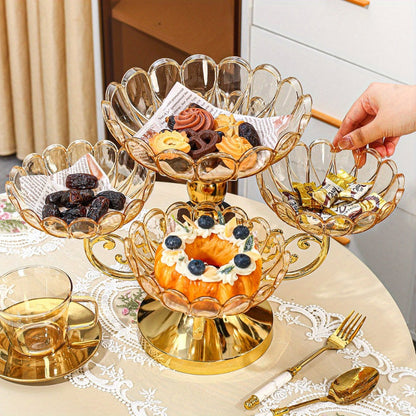 Five-Tier Rotating Fruit Plate Set with Round Multi-Layer Bowls for Snacks, Candy or Dessert Display