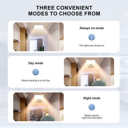 Wireless LED Ceiling Light Motion Sensor Rechargeable Battery Powered 3 Color Temperatures Remote Control No Wiring Closet Light for Bathroom Staircase Garage Hallway Kitchen Pantry White 1 or 2pcs