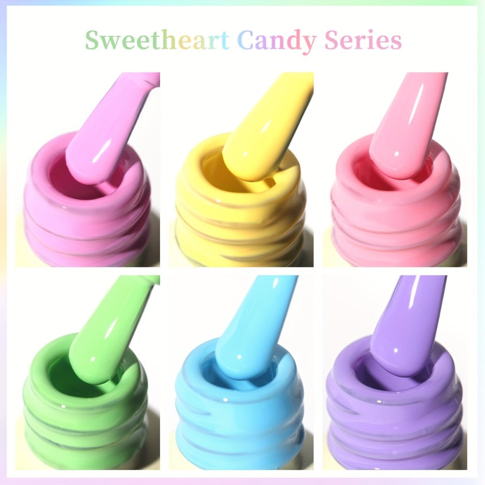 Sweetheart Candy Gel Nail Polish Set 6 Colors – Multicolor Glossy LED Nail Art Kit Long-Lasting Salon Quality Semi Permanent Spring Summer Nail Gel Easy Apply Non-Toxic 6pcs