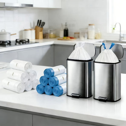 13-Gallon White Garbage Bags in 26, 62 or 104-Count Roll Options for Kitchen, Bathroom and Household Waste Bins