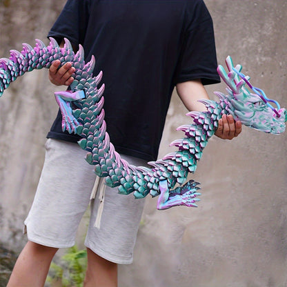 Crystal Dragon Fidget Toy 3D Printed Articulated Figure – Large Poseable Flexible Joints Fantasy Dragon, Random Color Desk Wall Decor Unique Gift for Dragon Lovers Collectors Gamers DnD Fans
