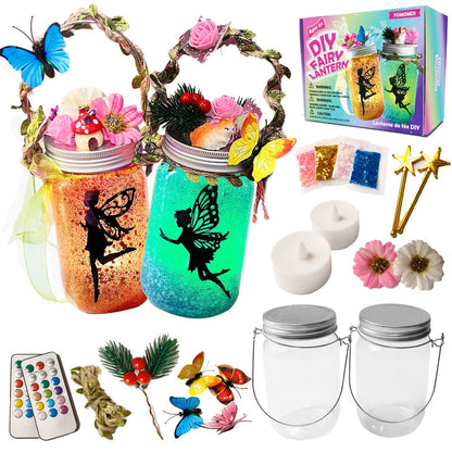 Fairy Lantern DIY Craft Kit for Girls Ages 6+ – Color Changing LED Mason Jar Night Light with Remote Control, Arts & Crafts Activity Set, Birthday Christmas Holiday Gift for Kids