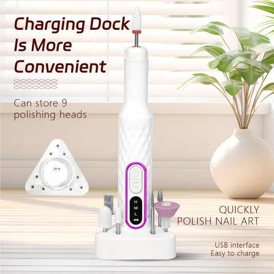 Electric Nail Drill 20000 RPM Portable E-File with Digital Display, Accessory Bits and White Finish