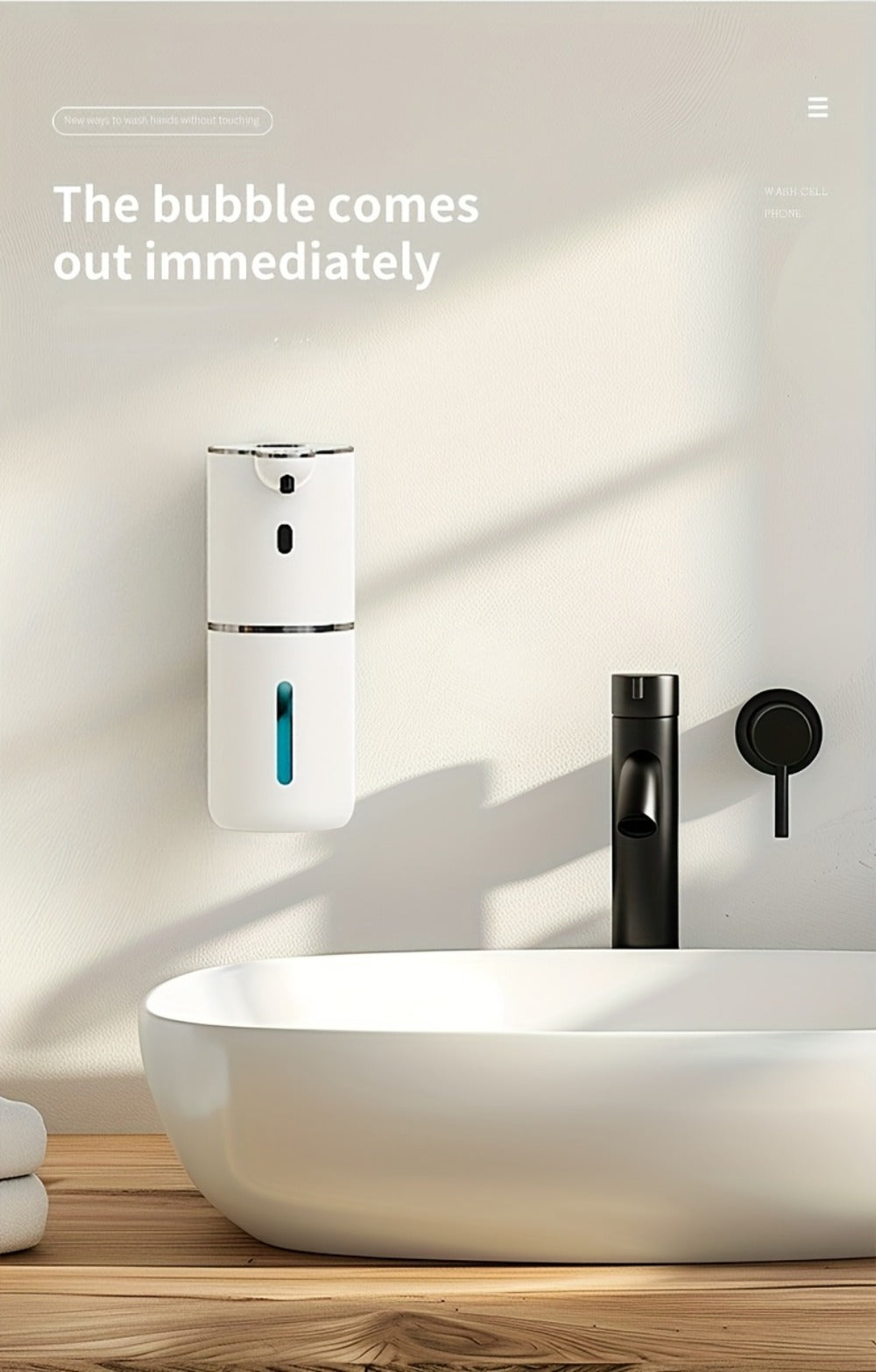 Rechargeable Touchless Foam Soap Dispenser with Six-Level Display, Countertop or Wall Mount in Black or White