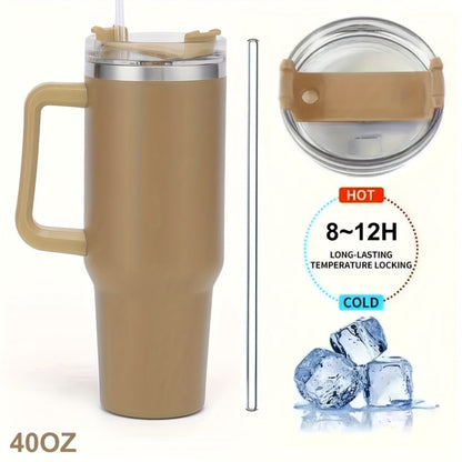 Insulated Water Bottle, 40oz Stainless Steel Drink Container with Lid, Straw and Six Color Choices