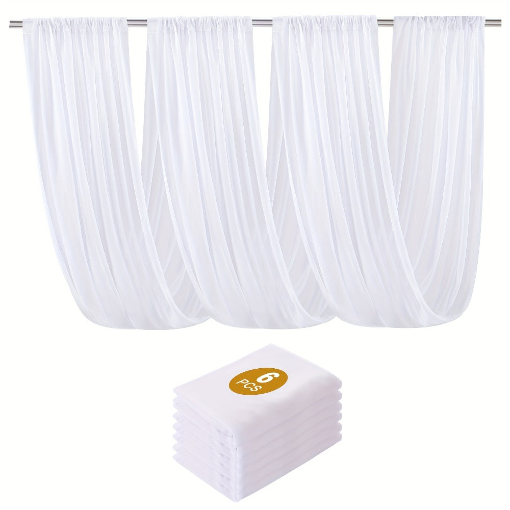 Six-Pack 63-by-118-Inch Sheer Chiffon Wedding Drape Curtains in 12 Source-Labeled Color Options