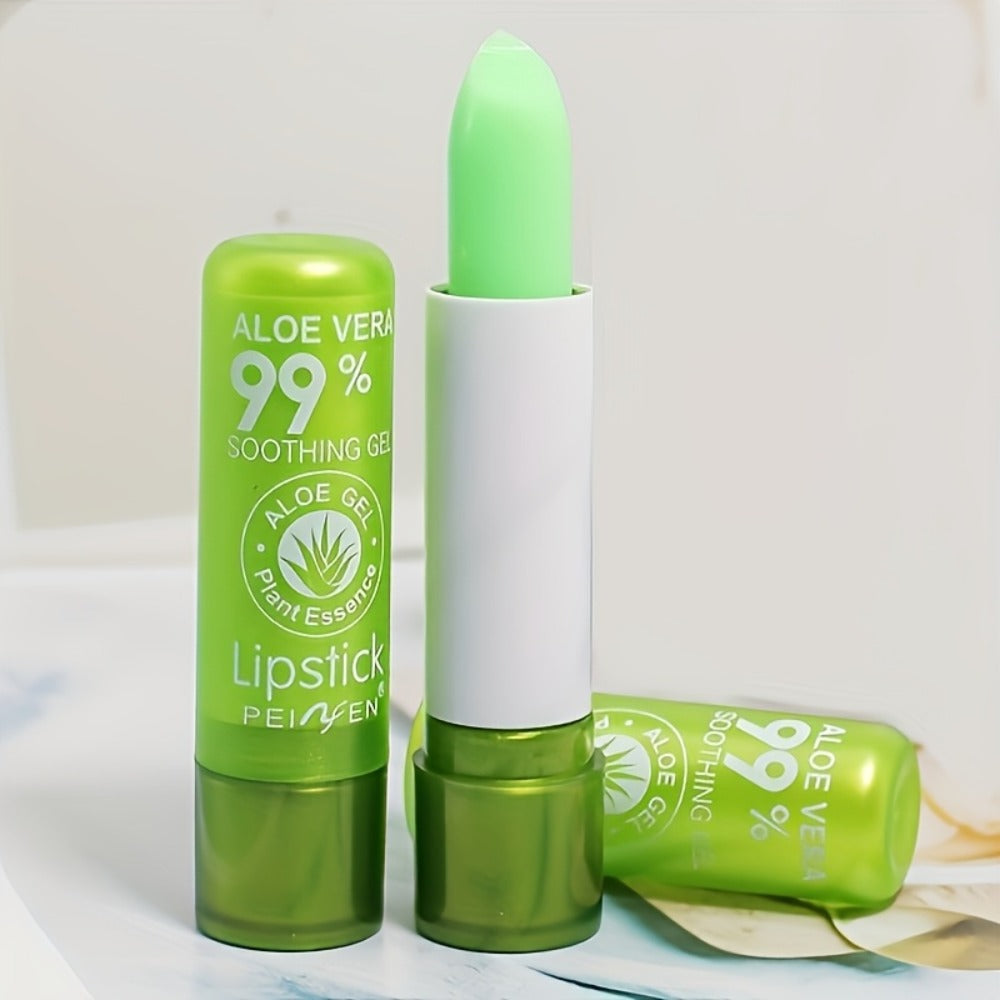 Aloe Vera Magic Lip Balm 6 Pack Green to Pink — Color Changing Temperature-Sensitive Formula, Moisturizing Soothing Natural Tint, Long-Lasting Hydration Lip Care for Women & Girls