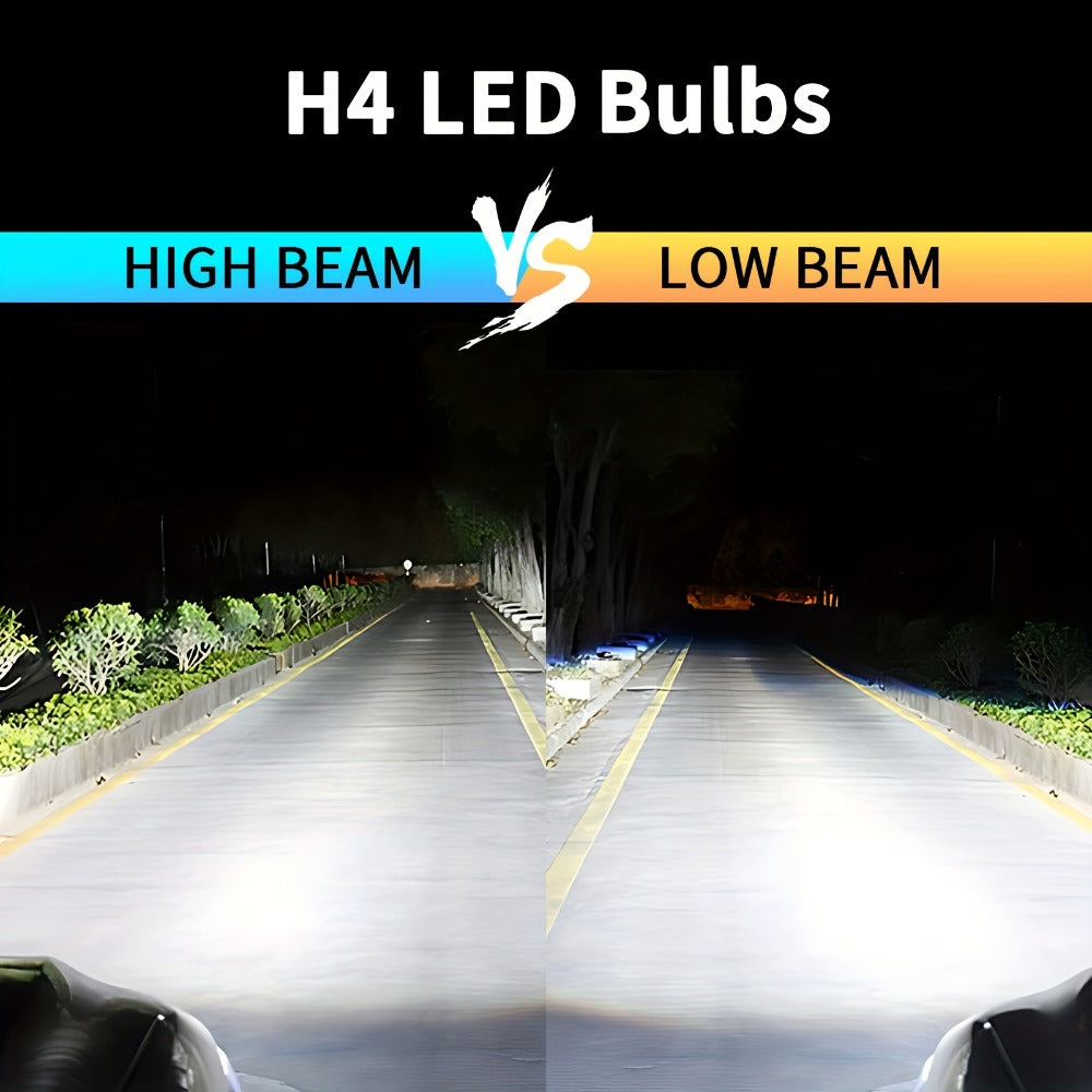 H4 LED Headlight Bulbs 60000LM 120W 6500K White High Low Beam Conversion Kit, 9003 HB2 HIR2 9012 Mini CSP Chips Non-Polarity EMC Anti-Flicker for 12V Cars Motorcycles