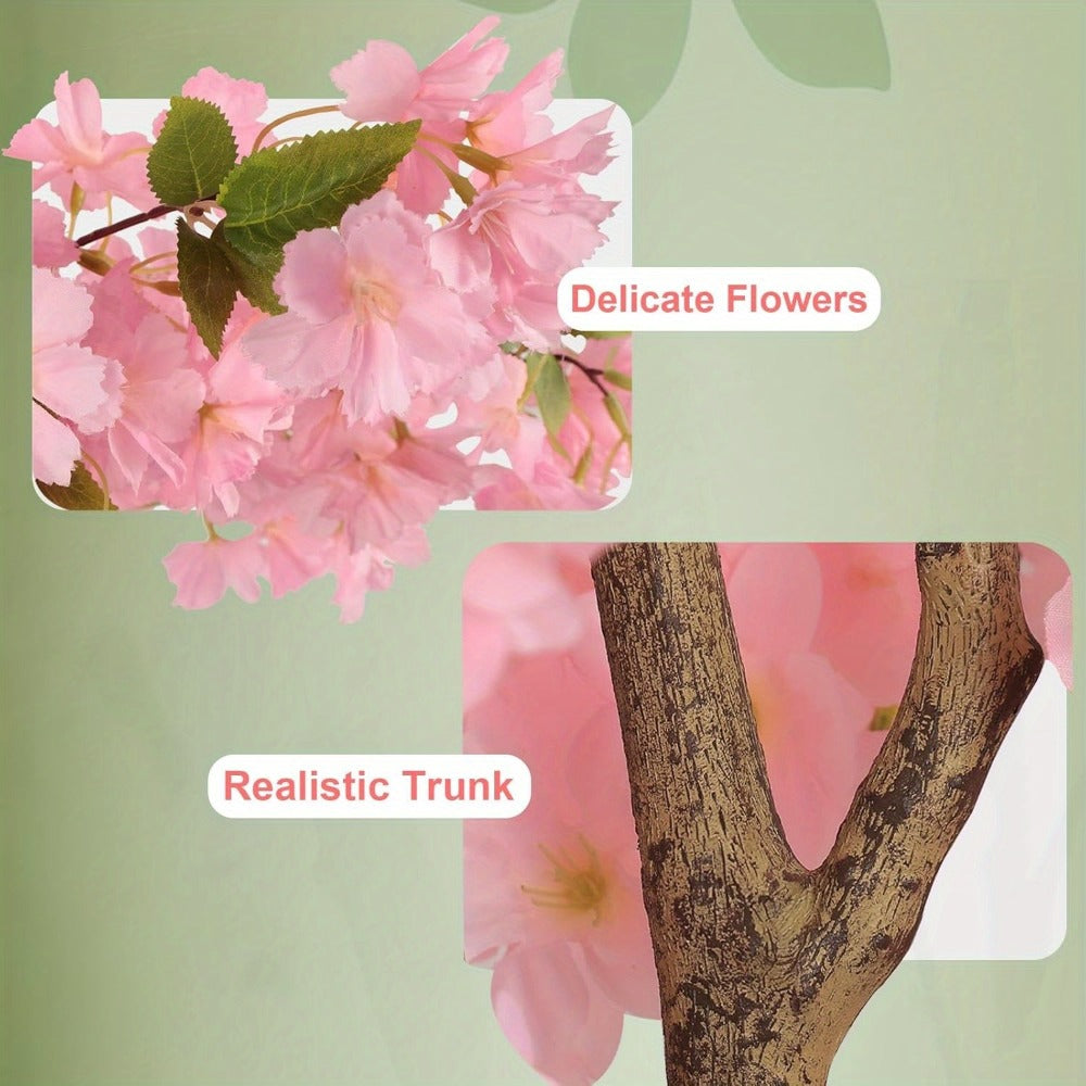 Pink Cherry Blossom Artificial Tree with 6 ft One-Pack Checkout, Black Pot and Branching Flower Display
