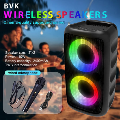 Portable Bluetooth Speaker KTS-1265 with Dual Drivers, RGB, 2400mAh, USB-C and About 4 Hours Playback