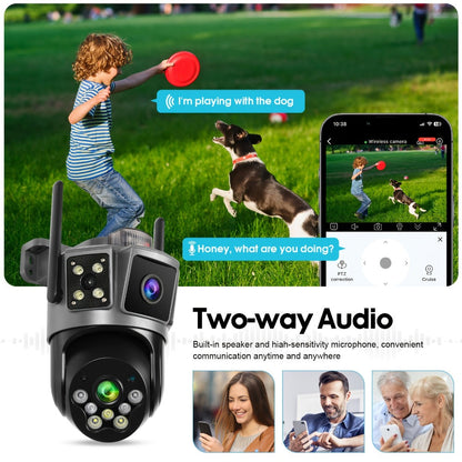 Security Camera Dual-Lens Three-Scene Model with 355 Pan-Tilt, Color Night Vision and SD Support to 256GB