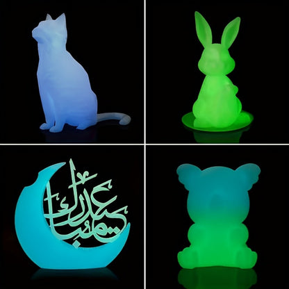 3D Printer Filament Glow PLA 1.75mm 200g Spool in Luminous Green or Blue for Light-Reactive Color Effects