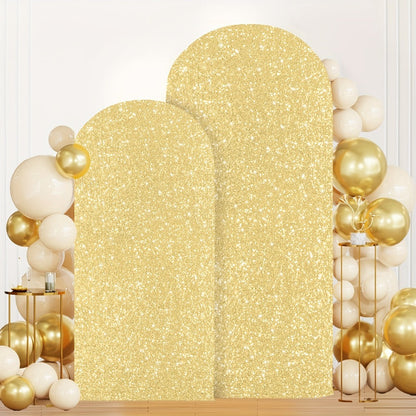 Glitter Sequin Wedding Arch Covers, Two-Piece 6 ft and 7.2 ft Spandex Backdrop Set in Eight Colors