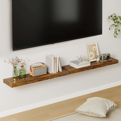 Floating Wall Shelf Set with Concealed-Style Brackets, Multiple Finishes and 4- or 6-Piece Options