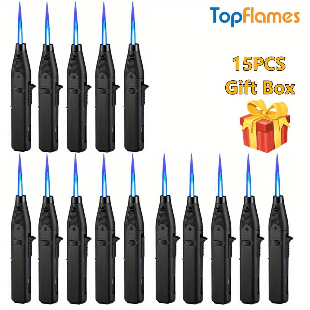 Long-Reach Torch Lighter Multipack with 10 or 15 Extended Igniters in Five Coordinated Body Colors