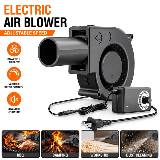 Turbo Blower Set with Adjustable Air Outlet - BBQ Barbecue Stove Firewood Stove Fan, DIY Cooling Ventilation Exhaust Tool Kit with Control Box & Stainless Steel Long Tube