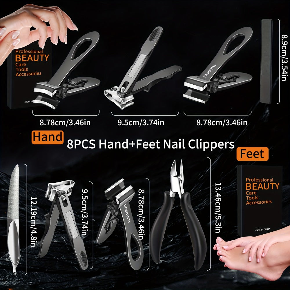 Nail Clipper Tool Set with Large Clipper Pair, Eight-Piece Kit or Hand-and-Foot Clipper Options