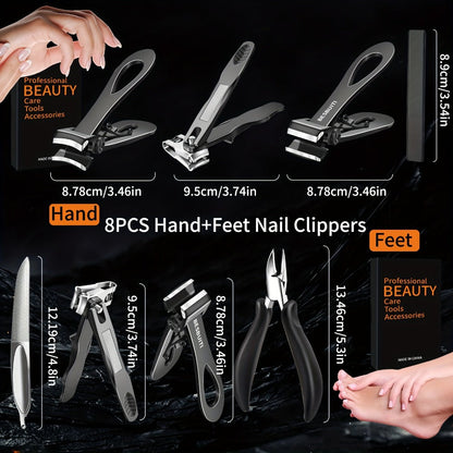 Nail Clipper Tool Set with Large Clipper Pair, Eight-Piece Kit or Hand-and-Foot Clipper Options