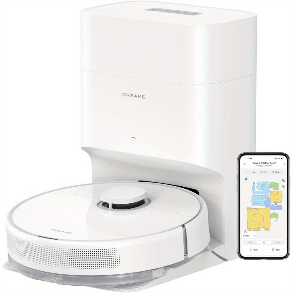 Dreame D10 Plus Gen 2 Self-Emptying Robot Vacuum & Mop Refurbished – 6000Pa Suction | 90-Day Base | LiDAR Navigation | Obstacle Avoidance | Wi-Fi App & Voice Control | Smart Floor Cleaner for Home