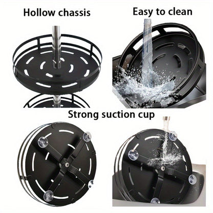 Lazy Susan Turntable Organizer Metal Rotating Spice Rack 1 2 3 Tier for Cabinet Kitchen Countertop Pantry Bathroom – Spinning Storage Rack with Suction Cup Feet & Labels