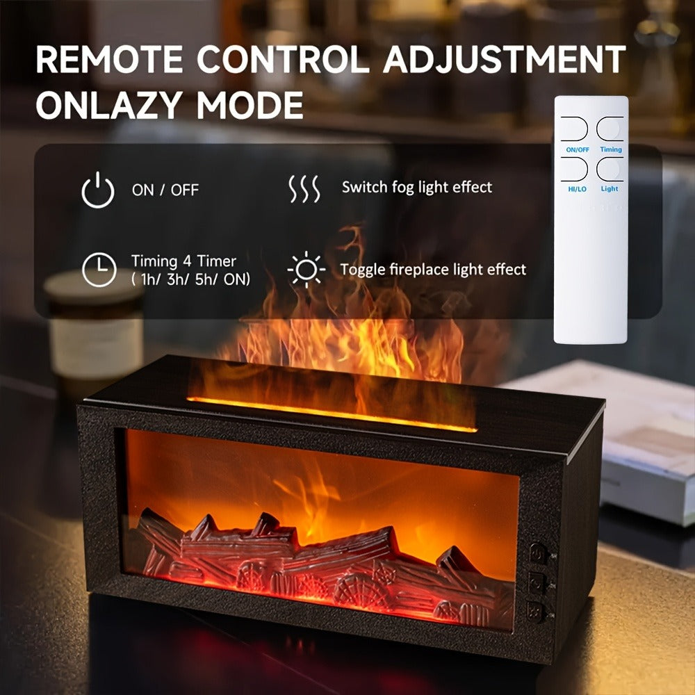 Essential Oil Diffuser Fireplace Design 300ml 7-Color LED Night Light Aromatherapy Diffuser with 19 Essential Oils Gift Set for Home Bedroom Living Room Office