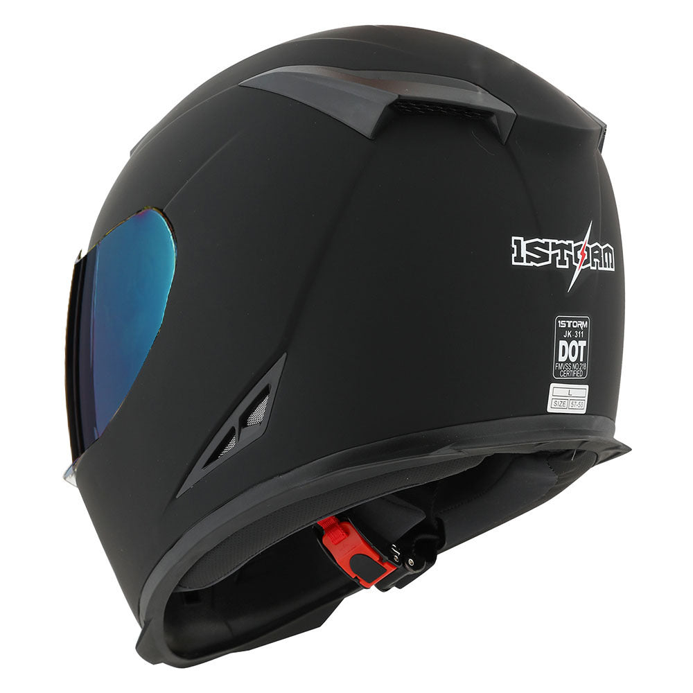 Motorcycle Helmet Full-Face Shell with Tinted and Spare Clear Shields, Quick-Release Buckle, Nine Styles and S-XL Sizes