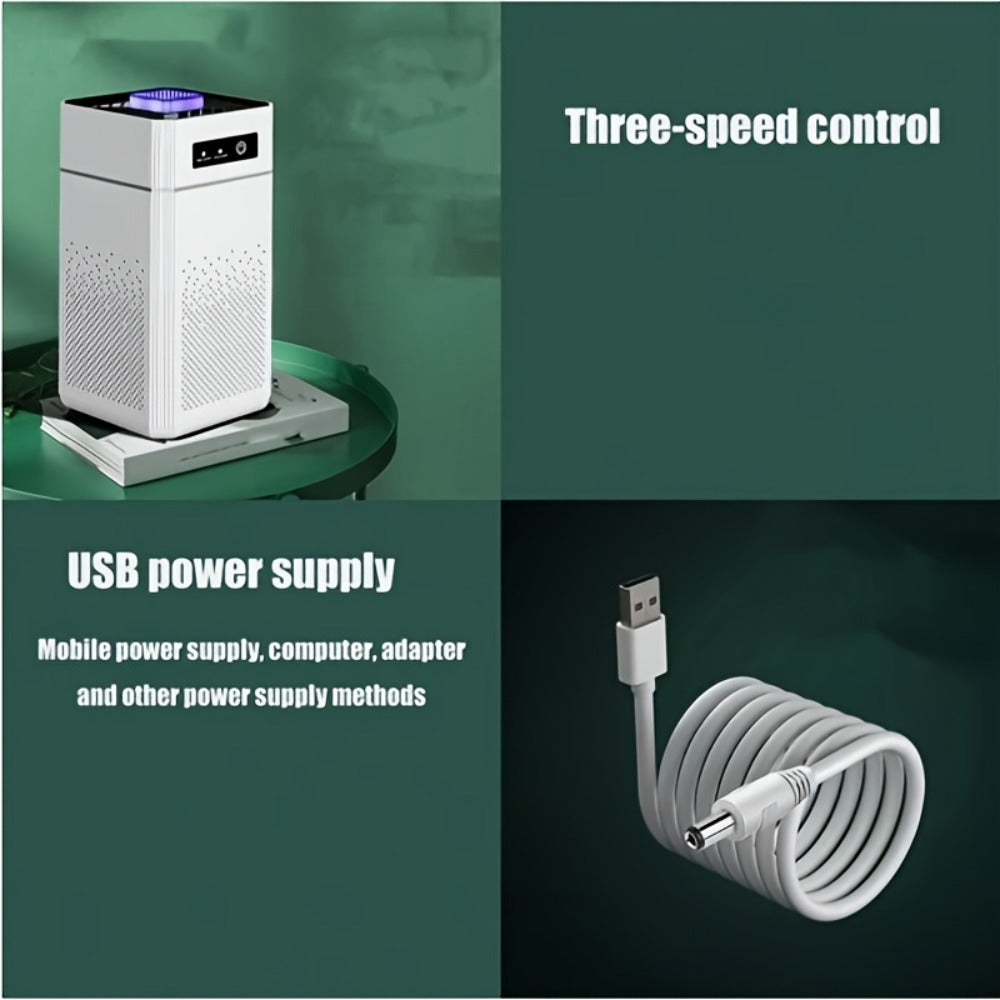 Air Purifier 2 Pack with Replacement Filters & USB Charging Cable – Compact HEPA Purifier for Home, Bedroom, Office, Removes Odors, Dust & Allergens