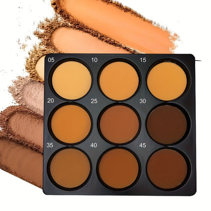 Nine-Color Contour and Face Makeup Palette with Mixed Light, Medium and Deep Pans in One Compact